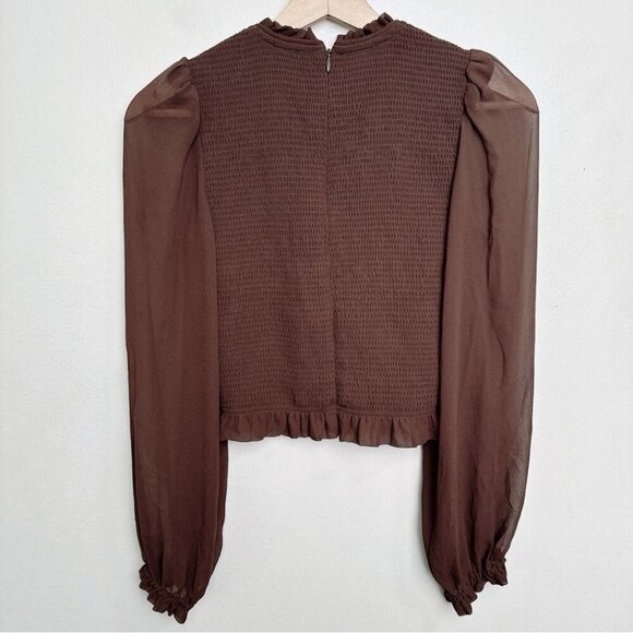 Aritzia Womes Size Small  Tempest Smocked Long Sleeve Crop Blouse - Picture 13 of 13